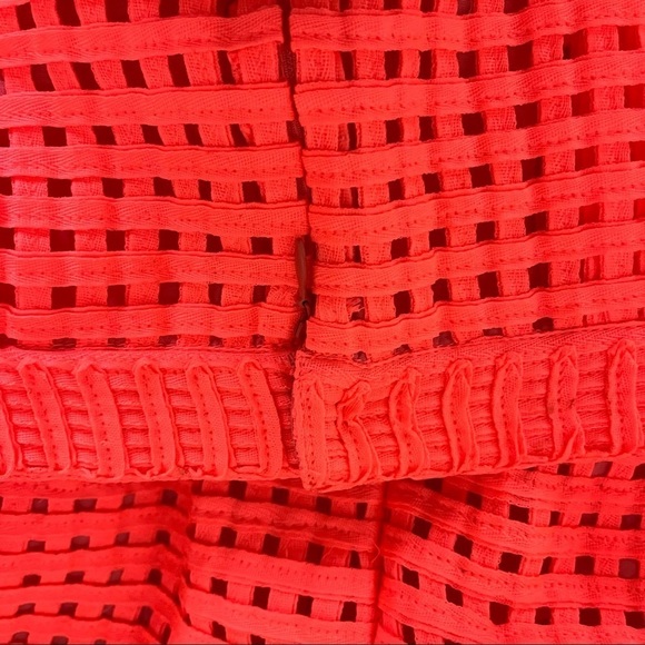 ANOTHER EDITION Japan sz S Bright Coral Orange Basket Woven Weave Skirt - Picture 3 of 7